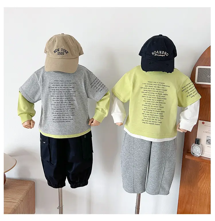 Nausicaa Fake Two-Piece Spliced T-Shirt Boys' Korean Style — feature 16