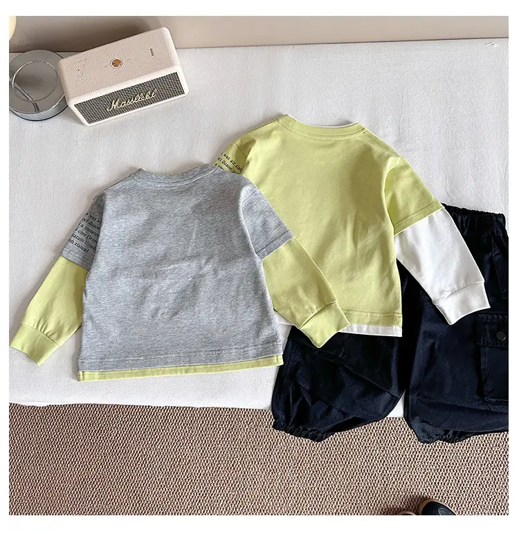 Nausicaa Fake Two-Piece Spliced T-Shirt Boys' Korean Style — feature 9