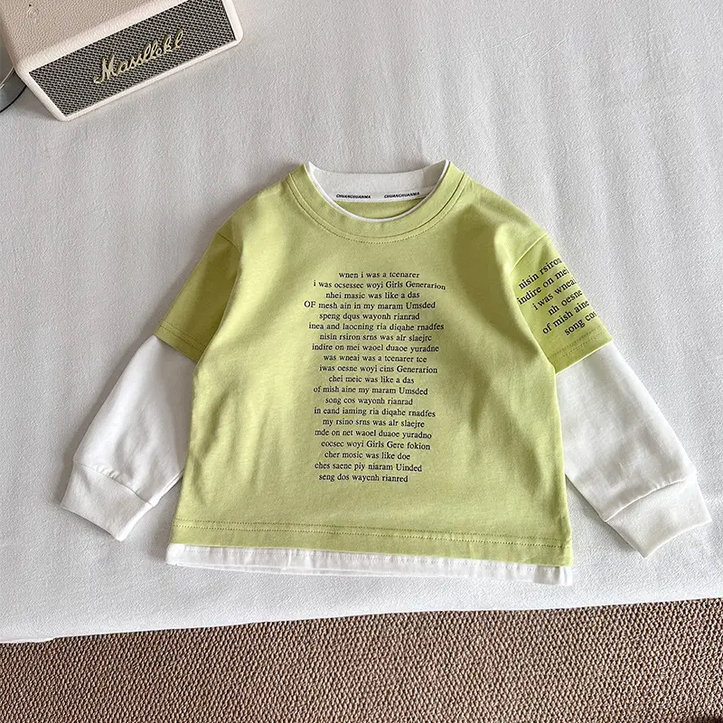 Nausicaa Fake Two-Piece Spliced T-Shirt Boys' Korean Style - Image 2