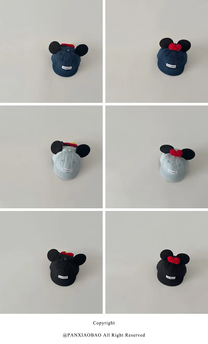 Cute Mickey Butt Duck Cap Infant Fashionable Big Ears Bow Cowboy Hat Sun Hat — feature 18