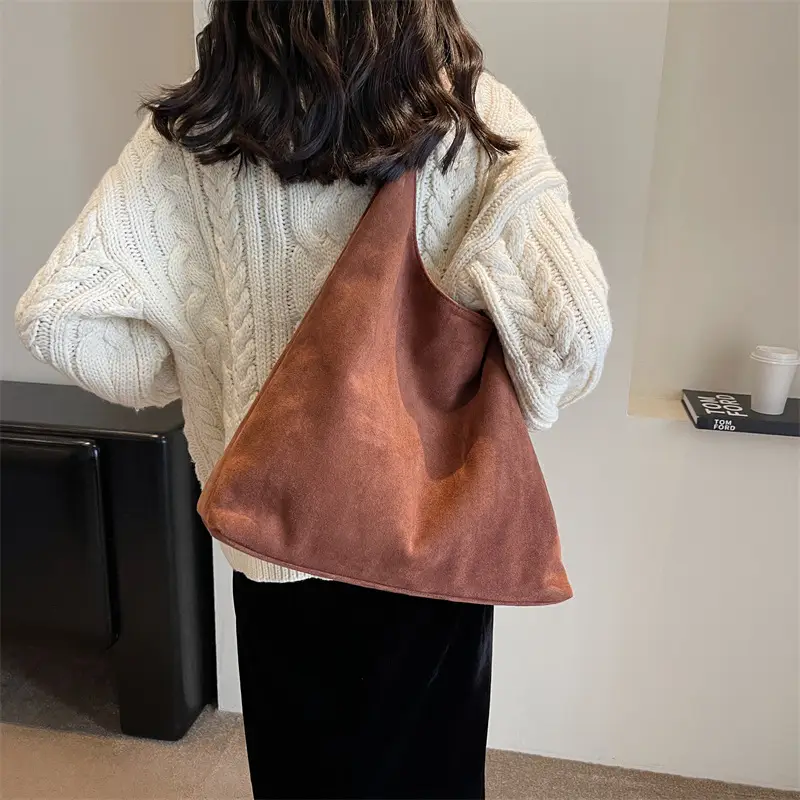 Retro Frosted Large Suede Bag Women 2026 - Image 2