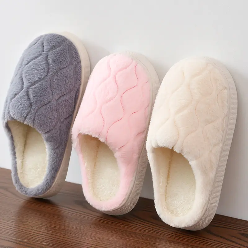 Winter Cotton Slippers for Women, Simple Style for Entertaining Guests, Home Use, Outdoor Warmth, Non-Slip, Couple's Closed-Back Slippers with a Soft Cushioning Feel for Men