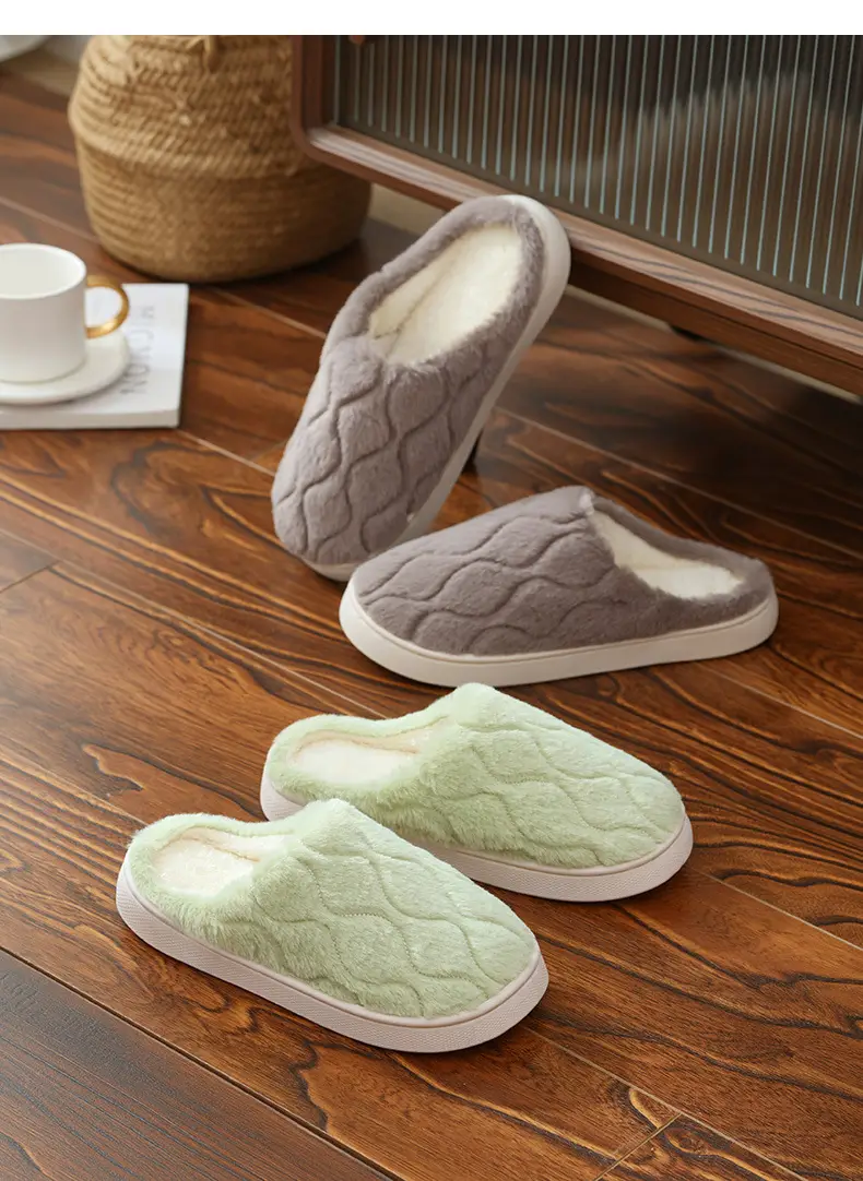 Winter Cotton Slippers for Women, Simple Style for Entertaining Guests, Home Use, Outdoor Warmth, Non-Slip, Couple's Closed-Back Slippers with a Soft Cushioning Feel for Men — feature 11