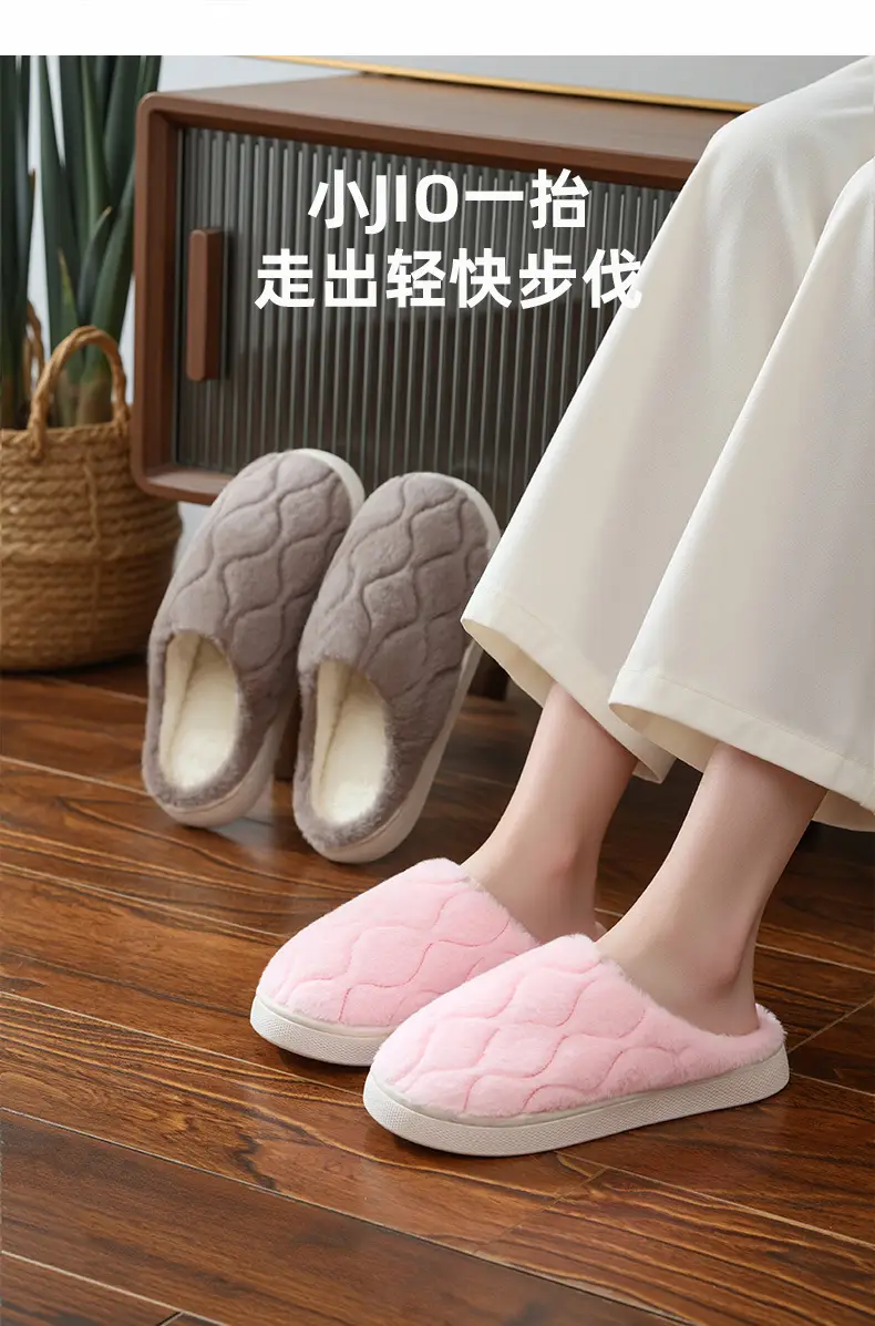 Winter Cotton Slippers for Women, Simple Style for Entertaining Guests, Home Use, Outdoor Warmth, Non-Slip, Couple's Closed-Back Slippers with a Soft Cushioning Feel for Men — feature 9