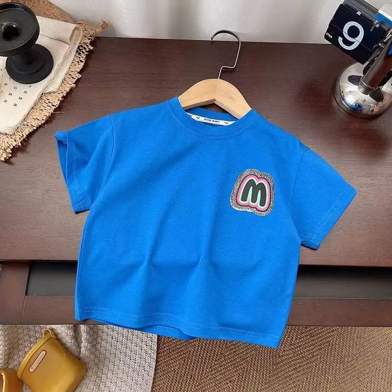 Blue Korean Style Boys T-Shirt New Stripesd 2025 — feature 4
