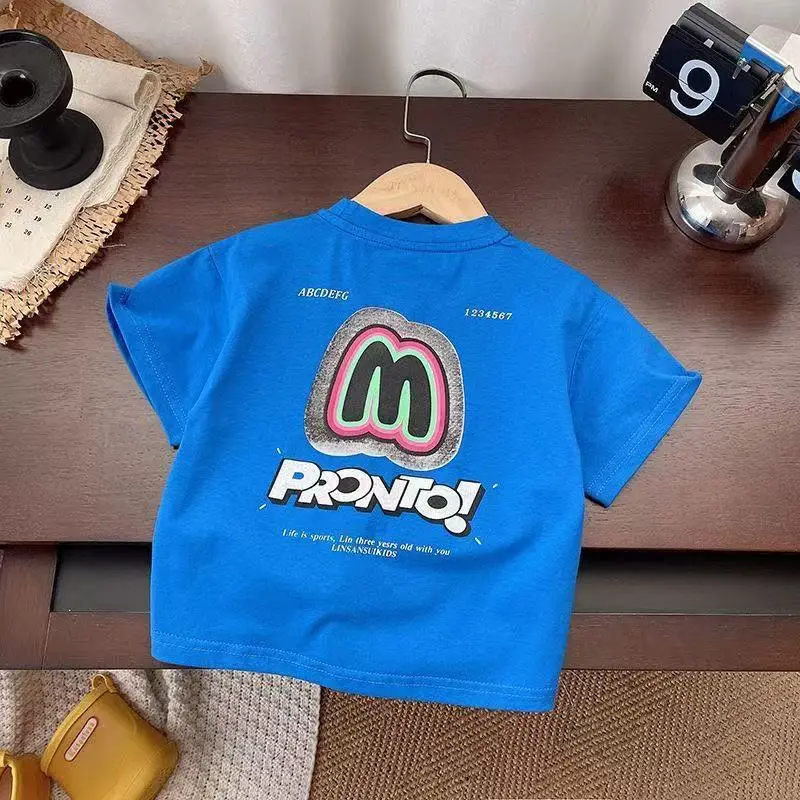 Blue Korean Style Boys T-Shirt New Stripesd 2025