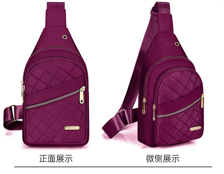 Women's Waterproof Crossbody Bag Purple Rhombus Design — feature 18