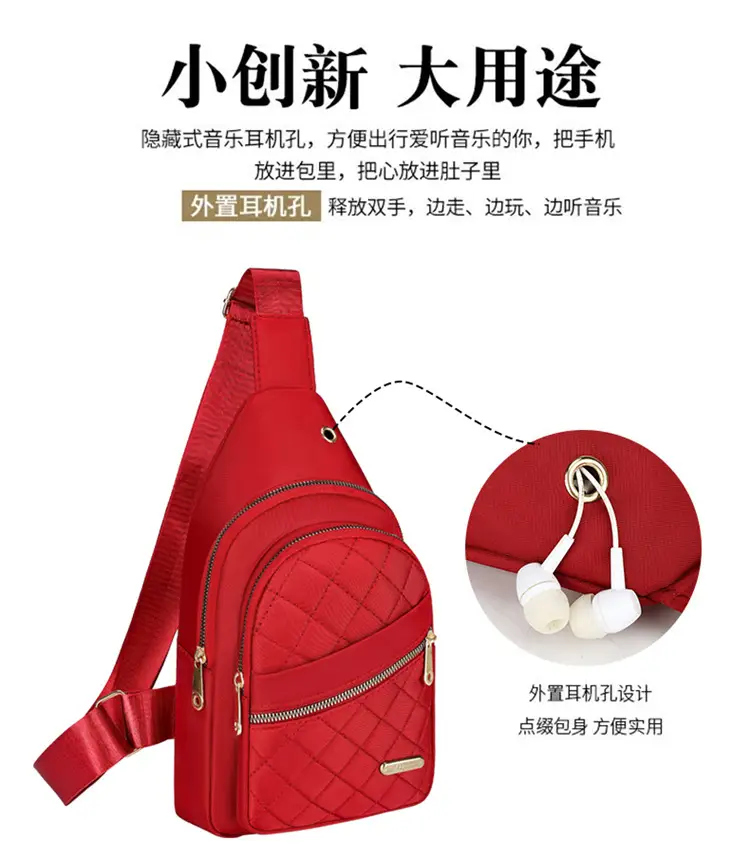 Women's Waterproof Crossbody Bag Purple Rhombus Design — feature 2
