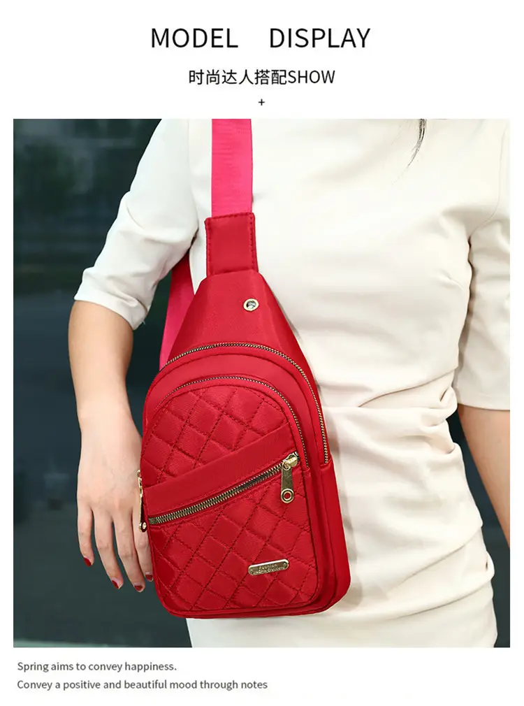Women's Waterproof Crossbody Bag Purple Rhombus Design — feature 24