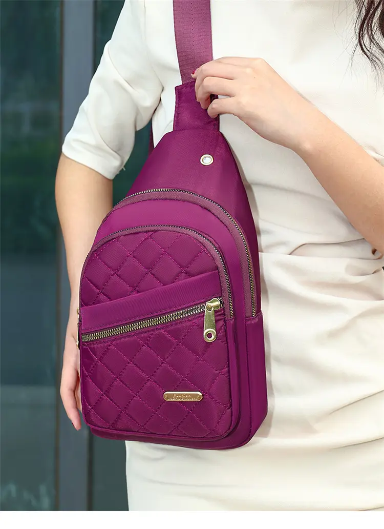 Women's Waterproof Crossbody Bag Purple Rhombus Design — feature 27