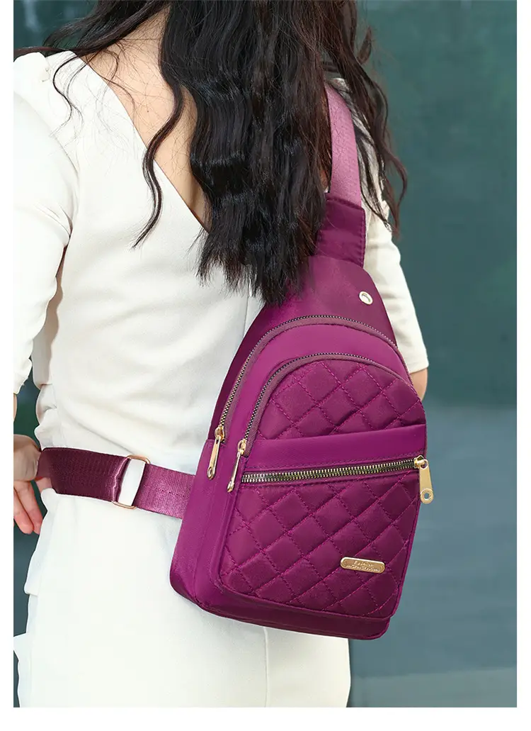 Women's Waterproof Crossbody Bag Purple Rhombus Design — feature 28