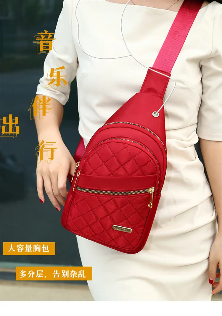 Women's Waterproof Crossbody Bag Purple Rhombus Design — feature 29