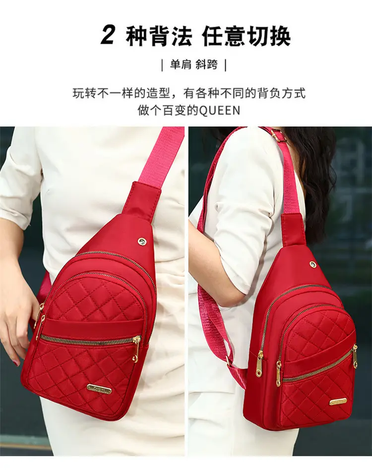Women's Waterproof Crossbody Bag Purple Rhombus Design — feature 3