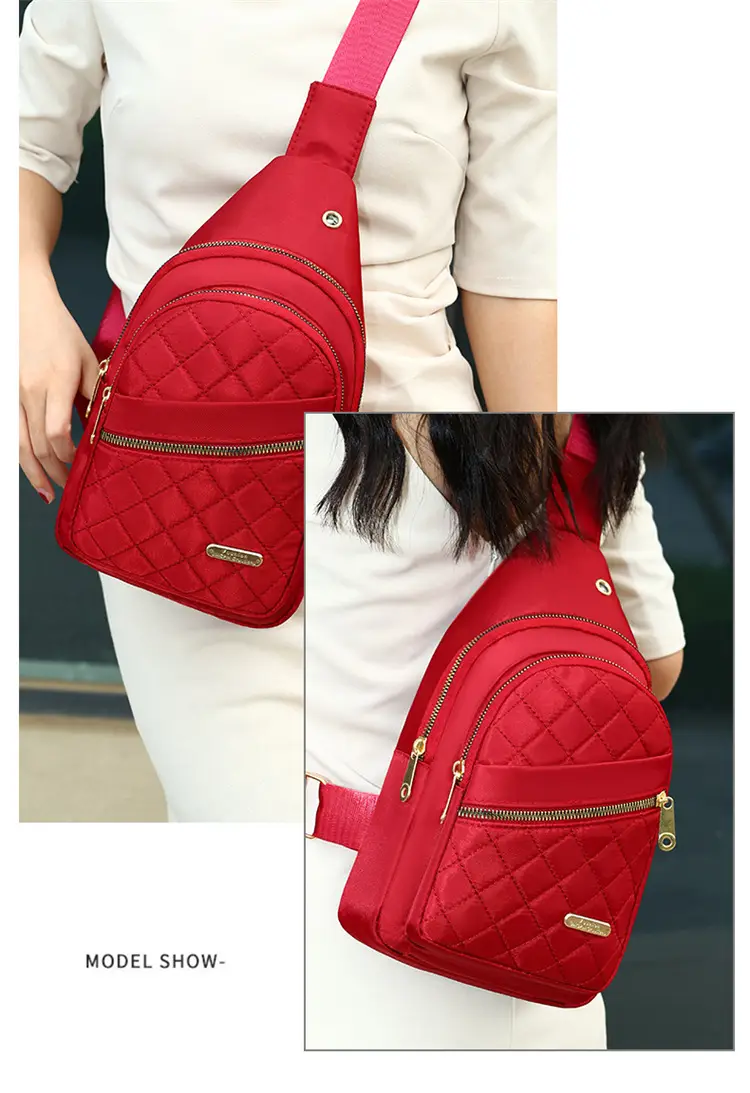 Women's Waterproof Crossbody Bag Purple Rhombus Design — feature 30