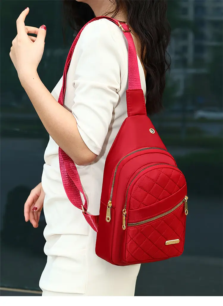Women's Waterproof Crossbody Bag Purple Rhombus Design — feature 33