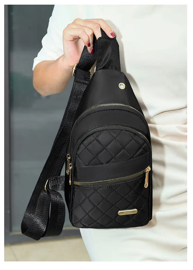 Women's Waterproof Crossbody Bag Purple Rhombus Design — feature 35