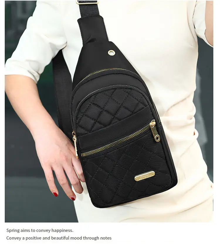 Women's Waterproof Crossbody Bag Purple Rhombus Design — feature 36