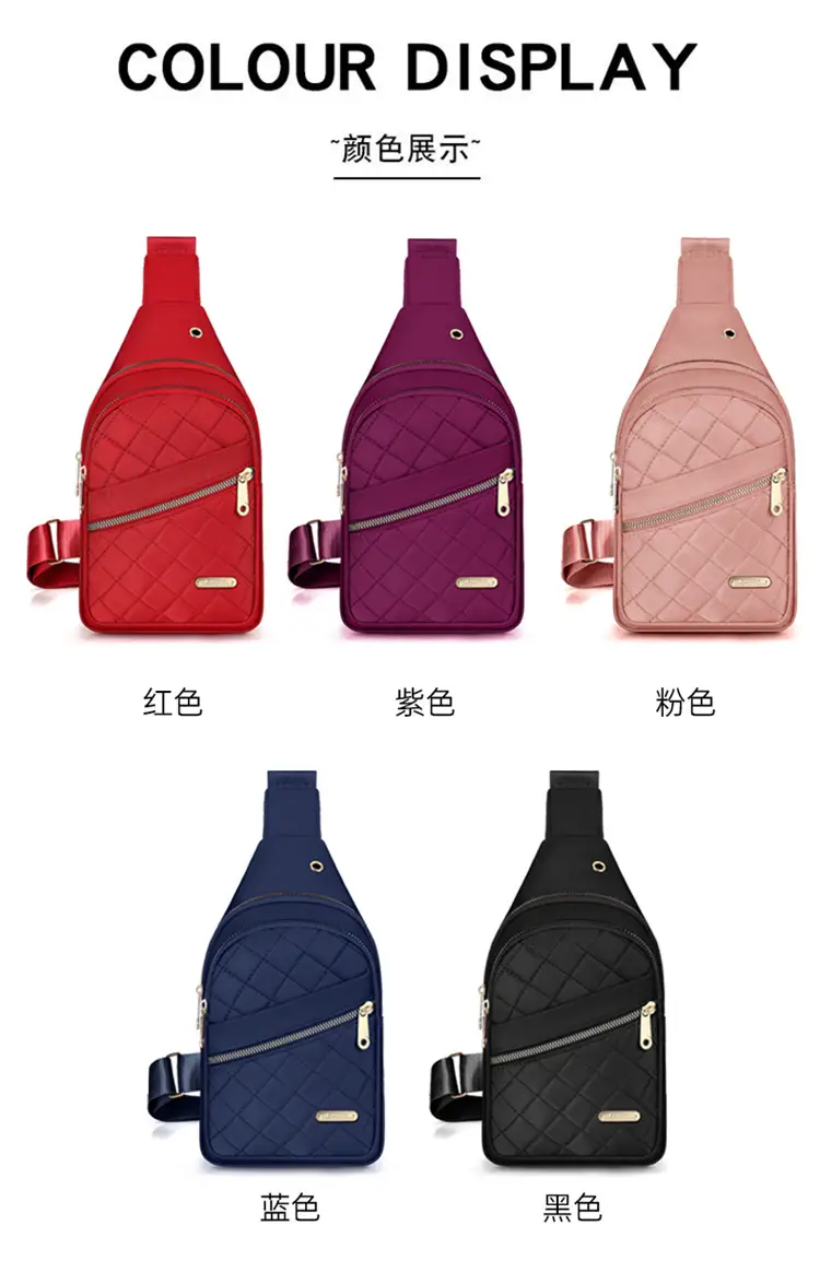 Women's Waterproof Crossbody Bag Purple Rhombus Design — feature 5