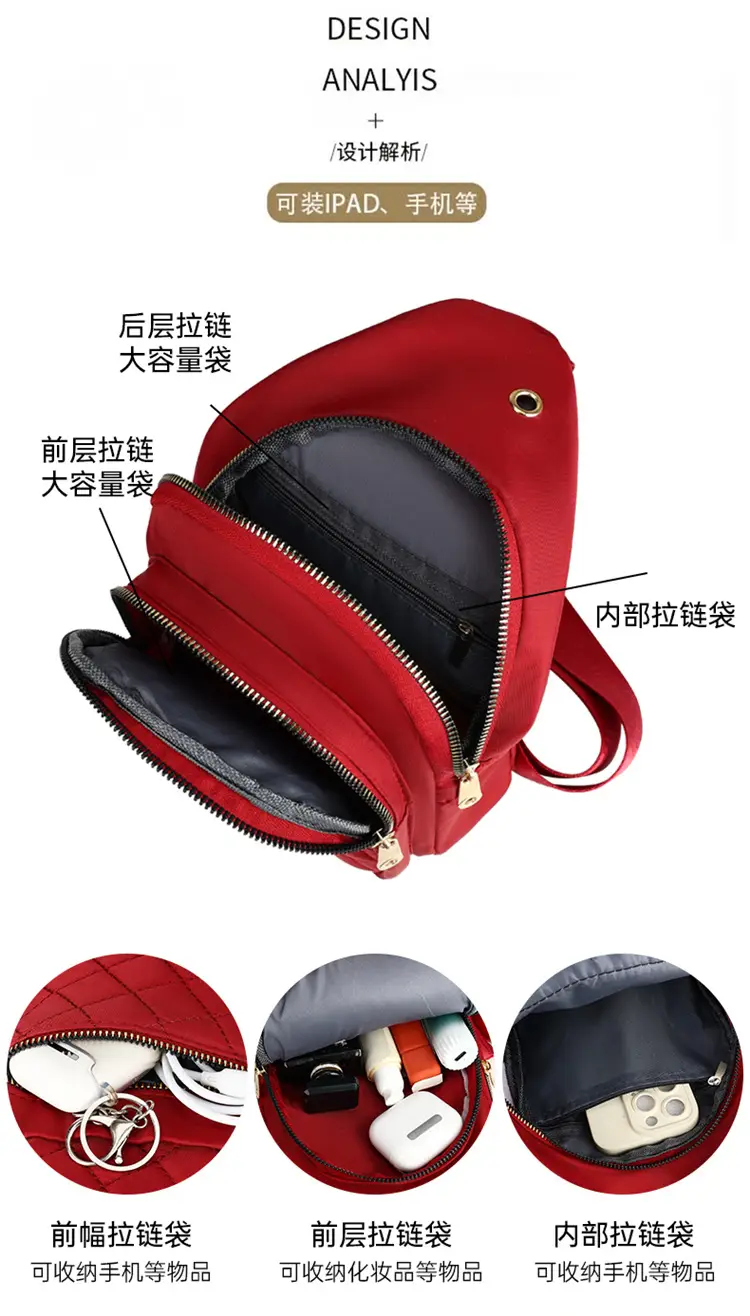 Women's Waterproof Crossbody Bag Purple Rhombus Design — feature 6