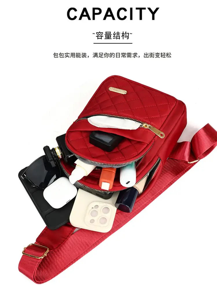 Women's Waterproof Crossbody Bag Purple Rhombus Design — feature 8