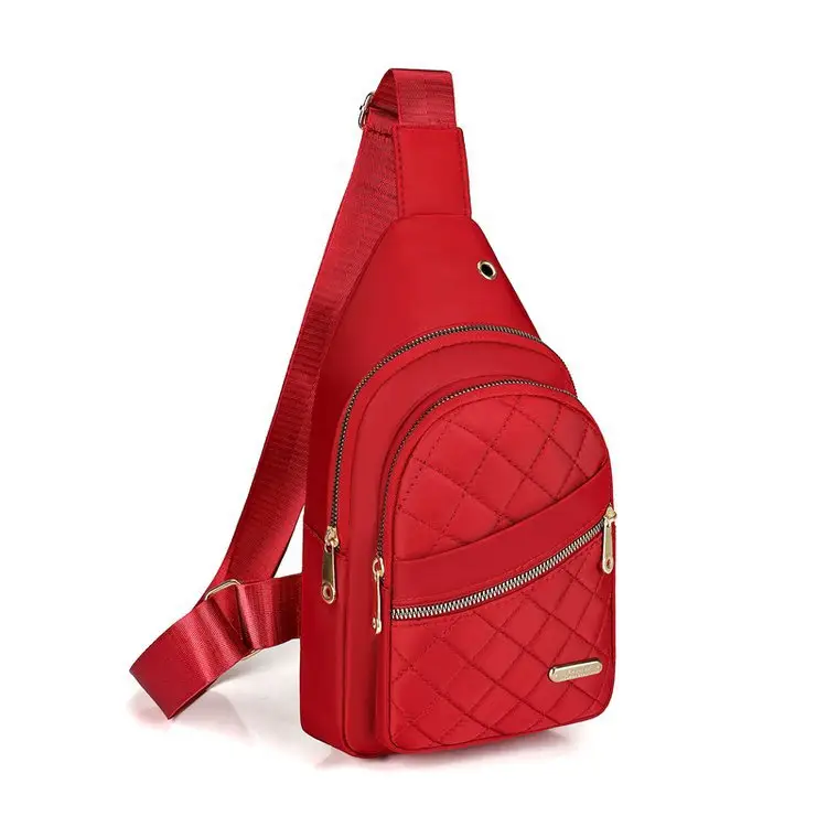 Women's Waterproof Crossbody Bag Purple Rhombus Design - Image 2