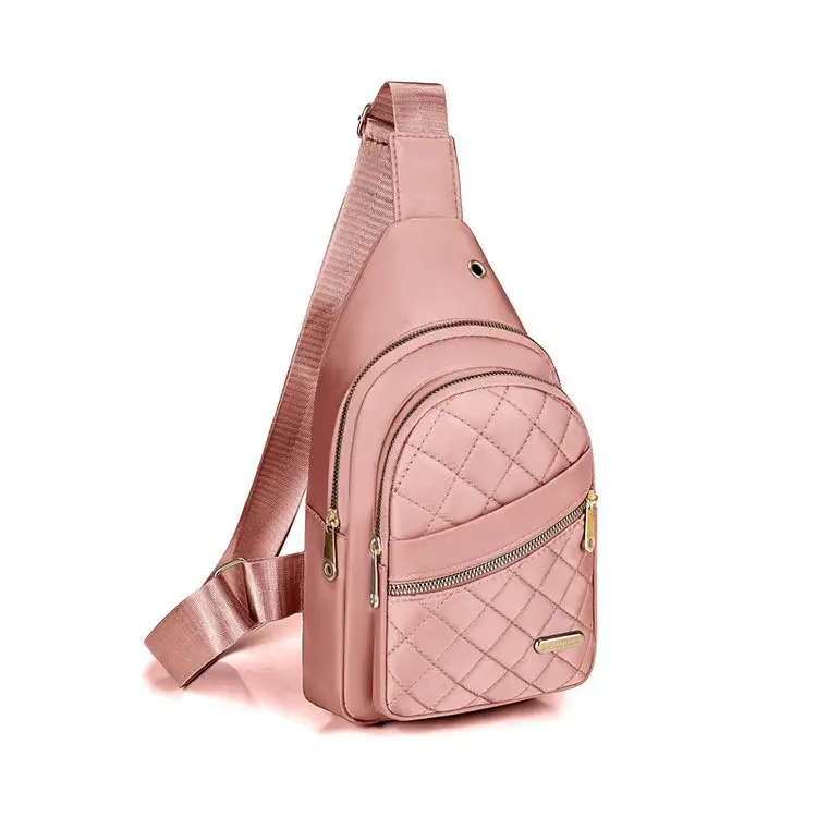 Women's Waterproof Crossbody Bag Purple Rhombus Design - Image 5