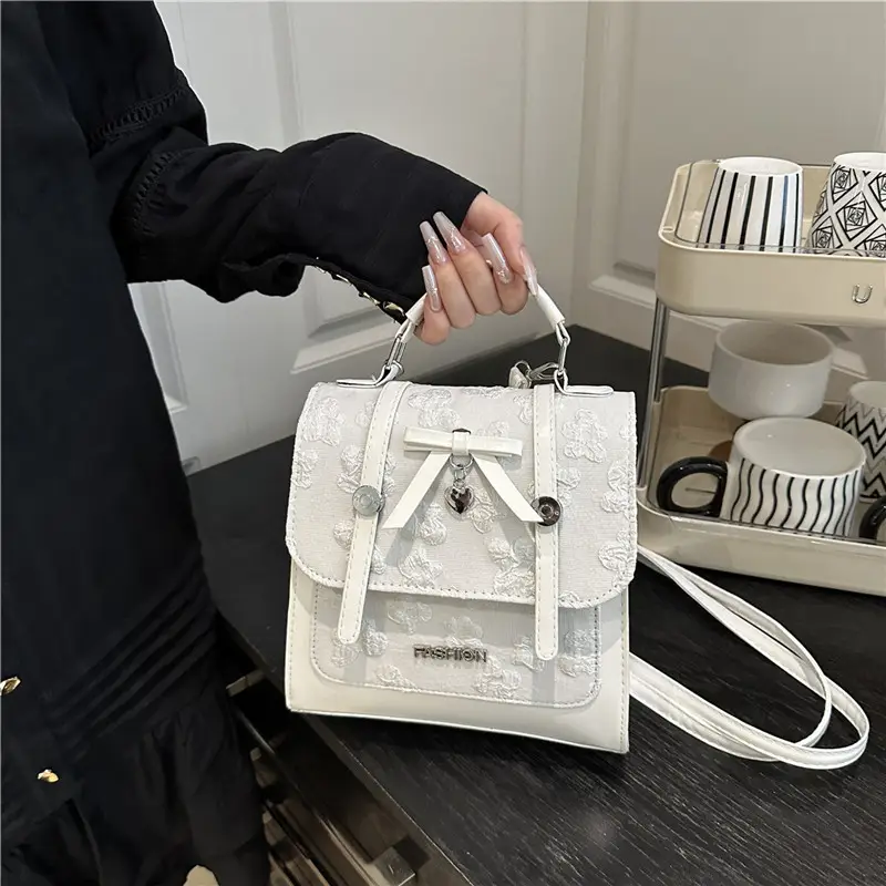 Women's White Embroidered Shoulder Crossbody Bag 2025 - Image 3