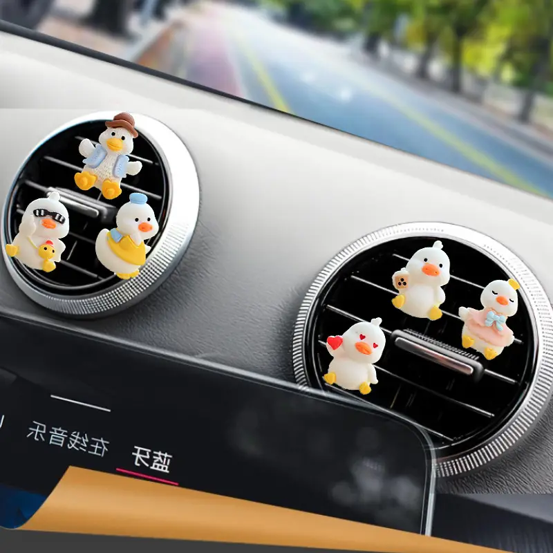 Super Cute Little Duck Car Ornaments Cartoon Car Center Console Air Conditioning Outlet Decoration Shaking Head Patch — feature 7