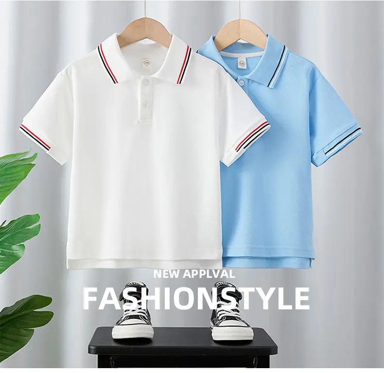Boy's White Blue Polo T-Shirt Summer Cotton Thin Sleeve β feature 1