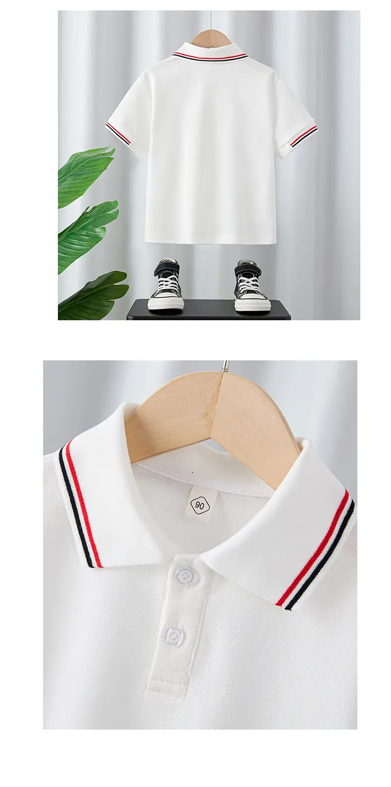 Boy's White Blue Polo T-Shirt Summer Cotton Thin Sleeve β feature 10