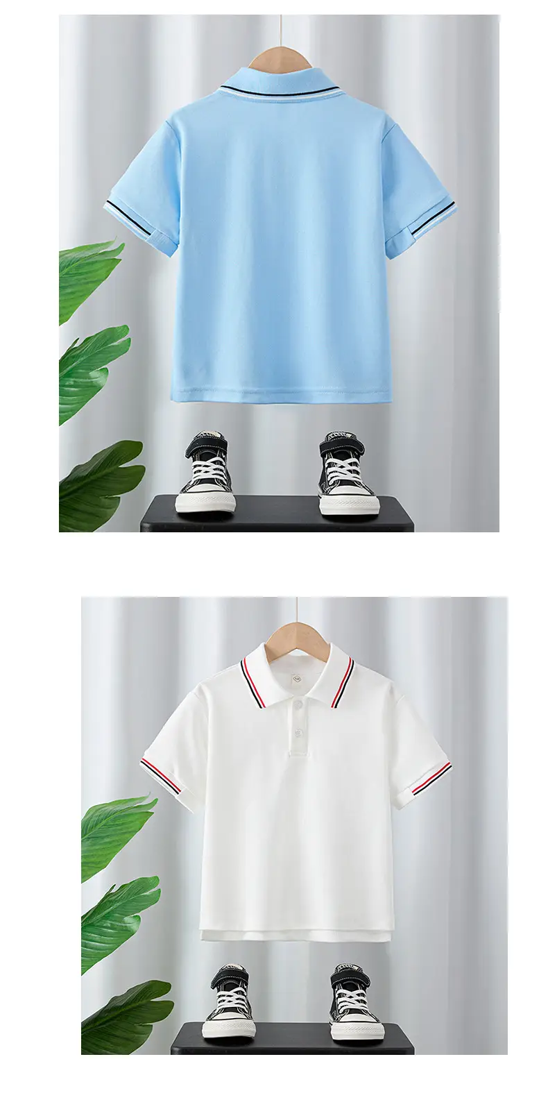 Boy's White Blue Polo T-Shirt Summer Cotton Thin Sleeve β feature 9