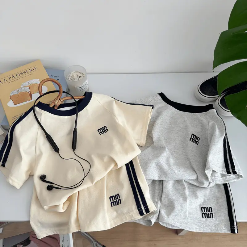 Kids Summer Shorts Set Cotton Polyester Two Piece Set - Image 4