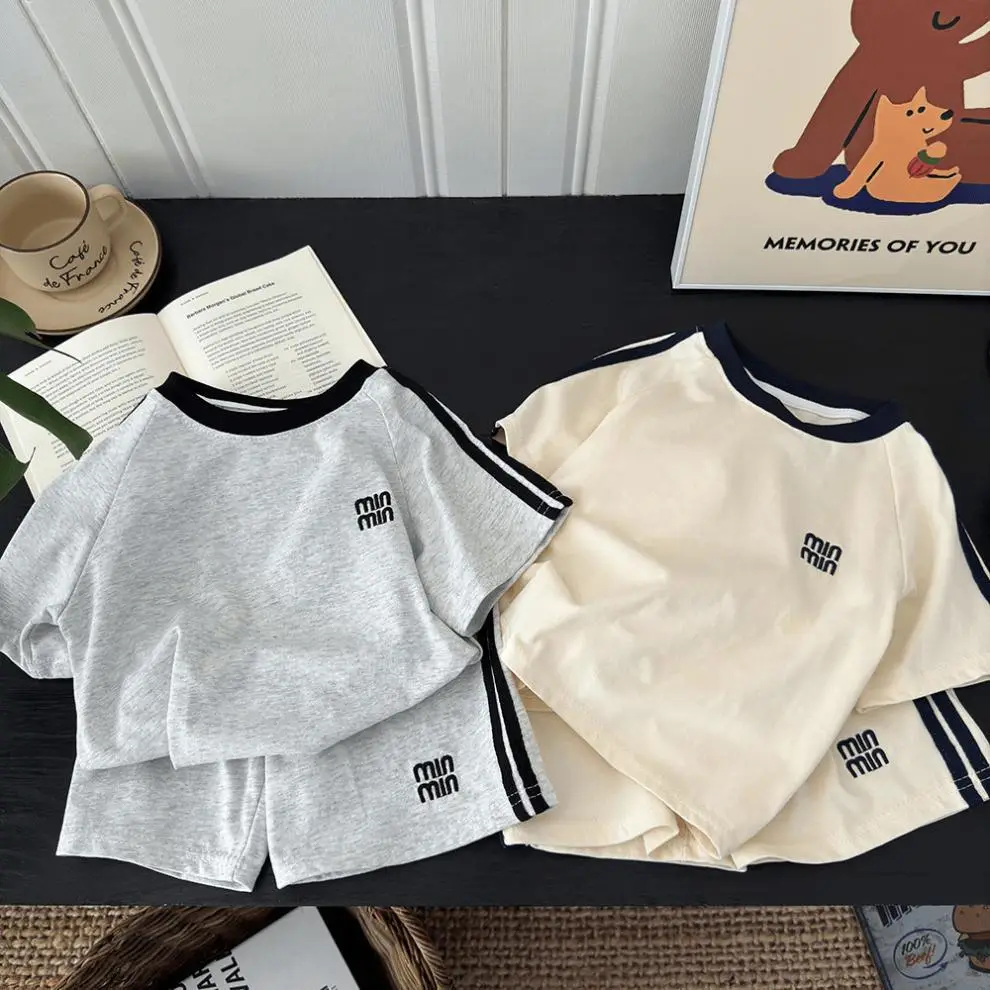 Kids Summer Shorts Set Cotton Polyester Two Piece Set — feature 1
