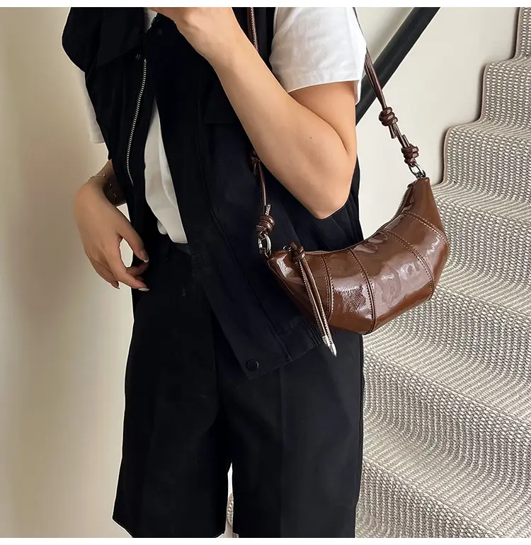 Brown Croc-Strap Crossbody Bag for Women — feature 7