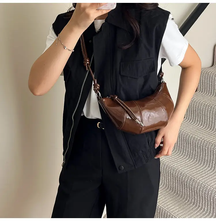 Brown Croc-Strap Crossbody Bag for Women — feature 8