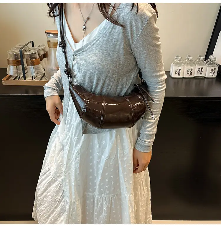 Brown Croc-Strap Crossbody Bag for Women — feature 9