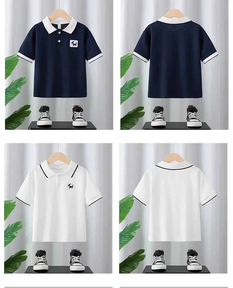 Boys Cotton Polo Shirt Light Blue Medium Large — feature 3