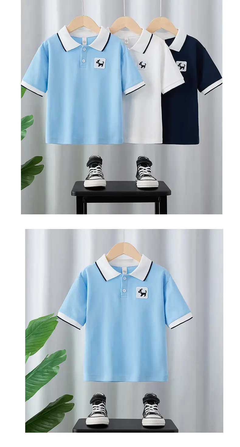 Boys Cotton Polo Shirt Light Blue Medium Large — feature 8