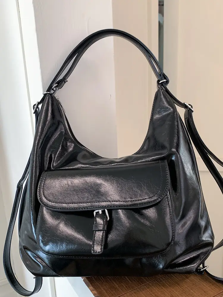 Women's White Leather Retro Tote Bag Large Capacity 2025 - Image 5