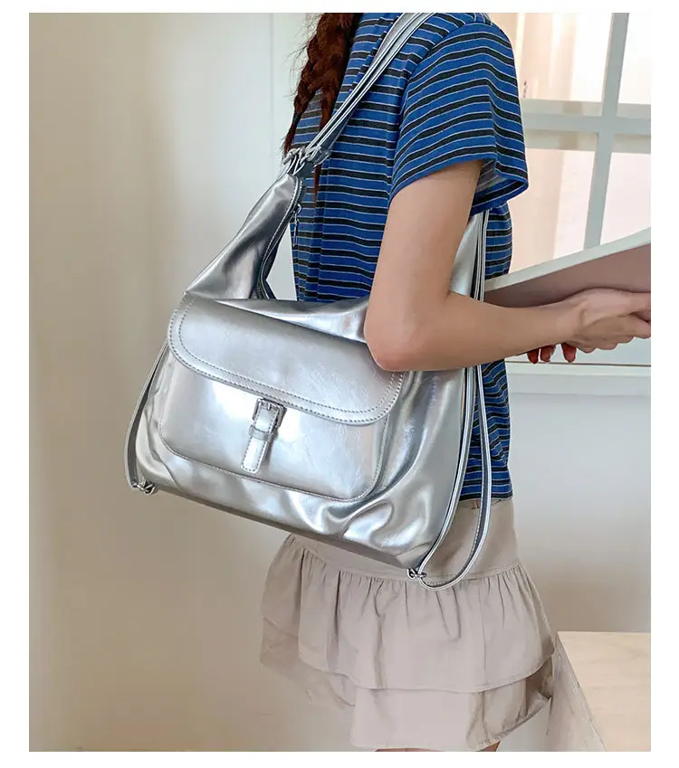 Women's White Leather Retro Tote Bag Large Capacity 2025 — feature 19