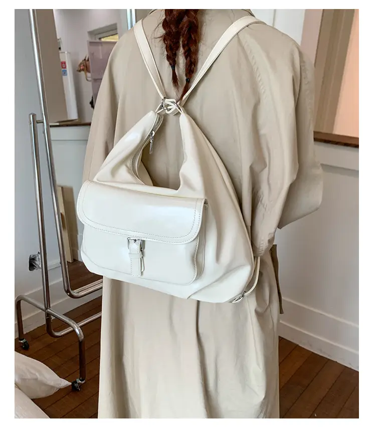 Women's White Leather Retro Tote Bag Large Capacity 2025 — feature 23