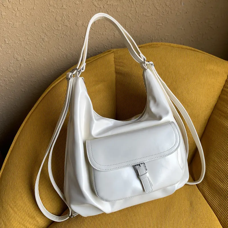 Women's White Leather Retro Tote Bag Large Capacity 2025 — feature 27