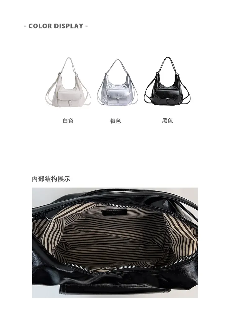 Women's White Leather Retro Tote Bag Large Capacity 2025 — feature 5