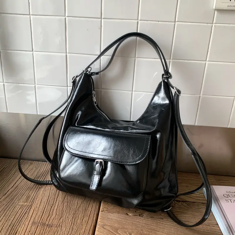 Women's White Leather Retro Tote Bag Large Capacity 2025 - Image 3