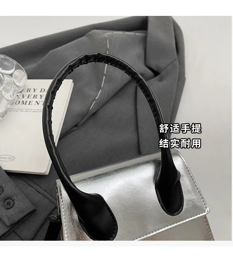 Women's Silver Textured Square Crossbody Bag 2024 — feature 6