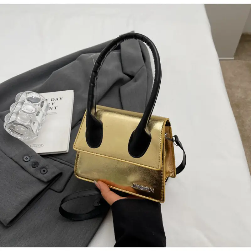 Women's Silver Textured Square Crossbody Bag 2024 - Image 6
