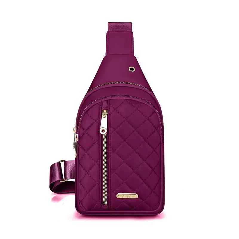 Women's Embroidered Rhombus Crossbody Bag Black Pink Purple - Image 10