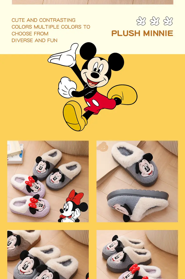 Cute Mickey Mouse Cotton Slippers Winter Warm — feature 14