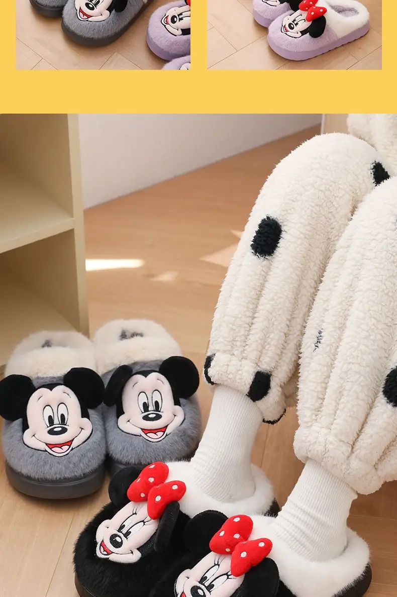 Cute Mickey Mouse Cotton Slippers Winter Warm — feature 15