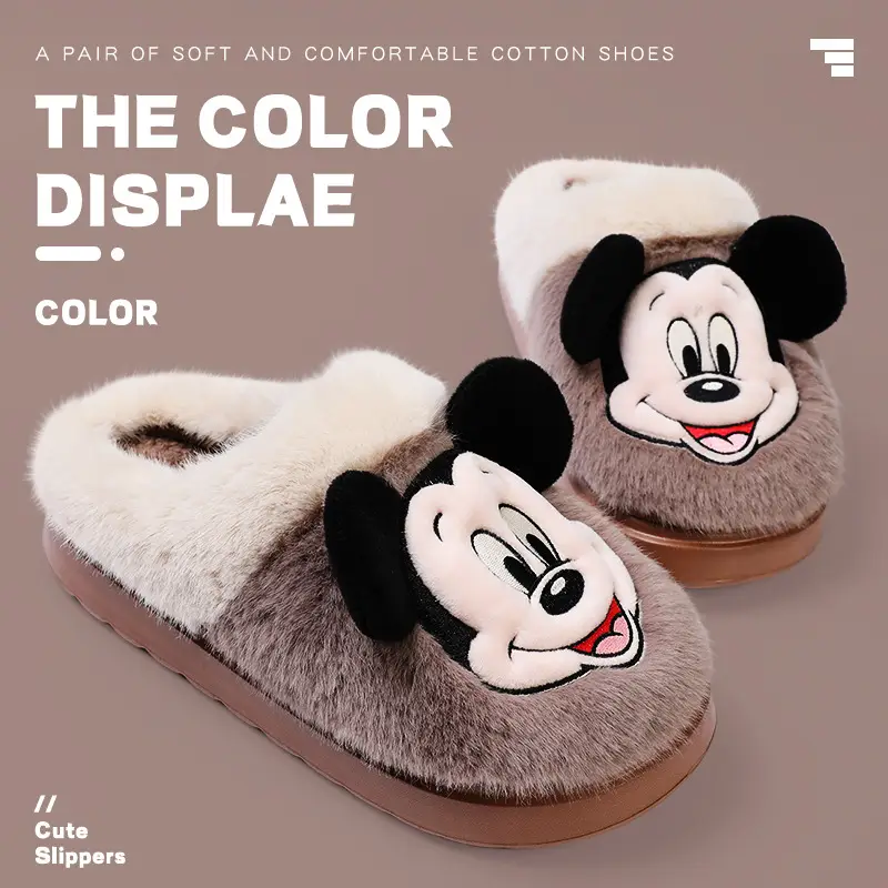 Cute Mickey Mouse Cotton Slippers Winter Warm